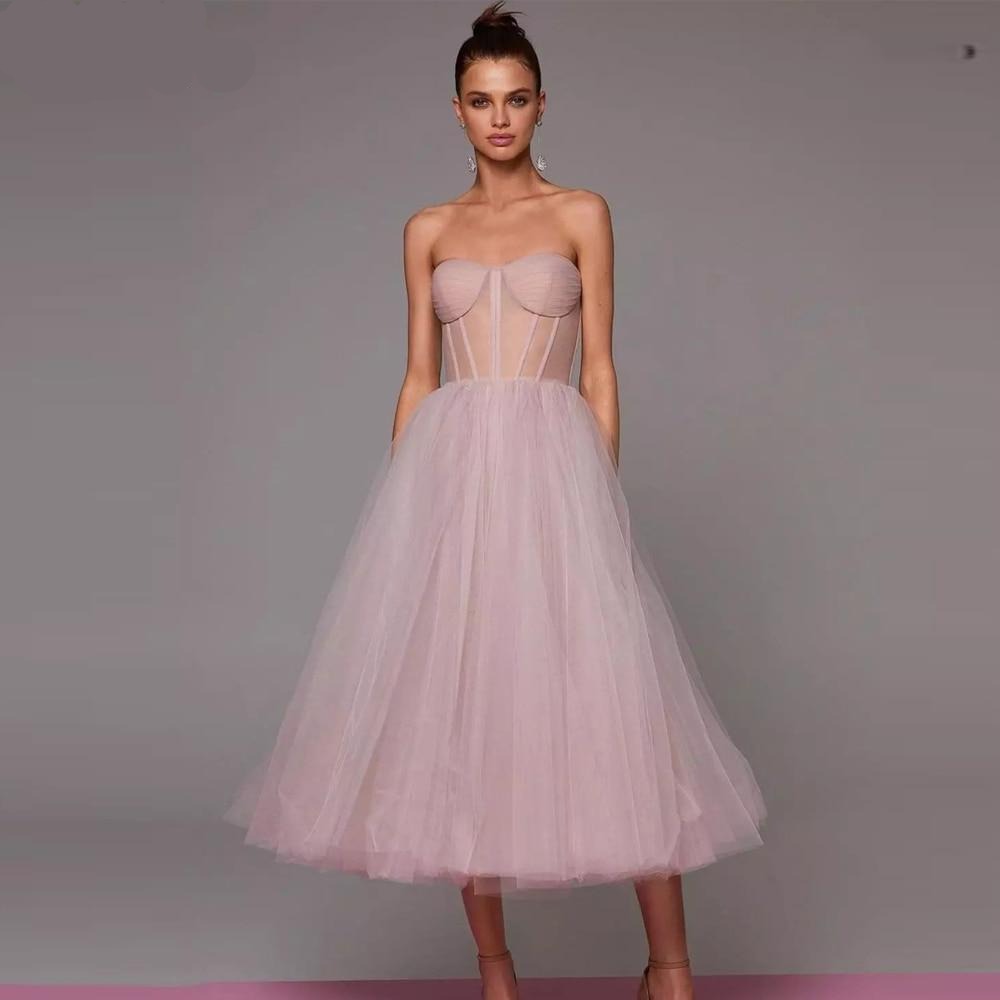 A Line Tulle Short Prom Dresses ...
